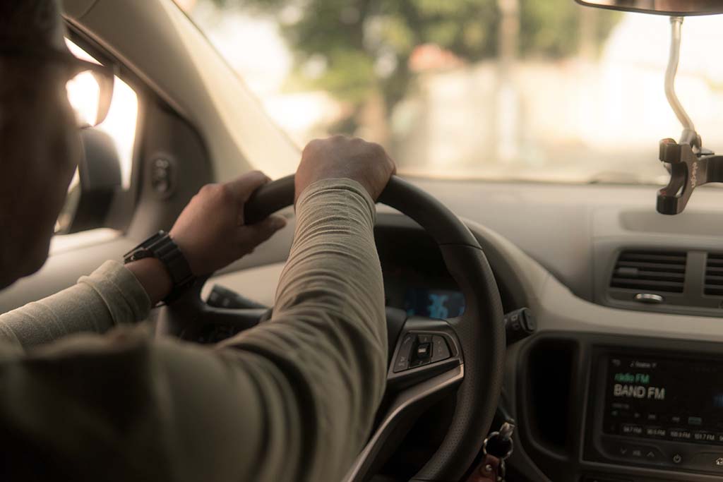 Man driving a vehicle
